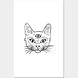 3 eyed cat sticker Posters and Art